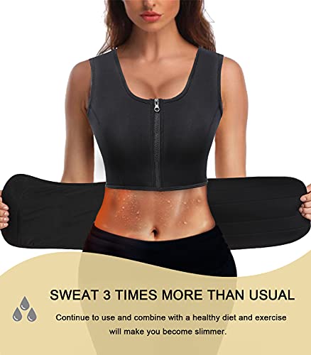 HOPLYNN Sweat Vest for Women, Waist Trainer Vest for Weight Loss Women Black S