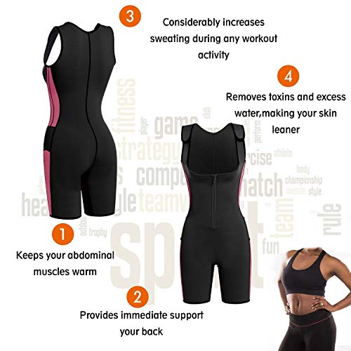 BRABIC Womens Full Body Shapewear Sport Sweat Neoprene Suit,Waist Trainer Bodysuit with Adjustable Straps for Weight Loss