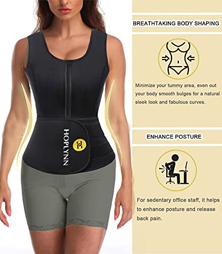HOPLYNN Sweat Vest for Women, Waist Trainer Vest for Weight Loss Women Black S