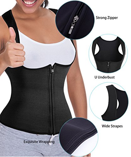 GAODI Women Waist Trainer Vest Slim Corset Neoprene Sauna Tank Top Zipper Weight Loss Body Shaper Shirt