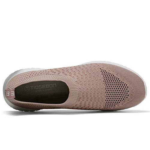 konhill Women's Walking Tennis Shoes - Lightweight Athletic Casual Gym Slip on Sneakers 6 US Apricot