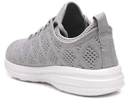 Joomra Women Tennis Shoes Fashion Gym Ladies Lightweight Street Comfortable Jogging Walking Sport Athletic Sneakers Gray Size 8