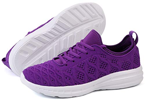 Joomra Women Gym Sneakers Casual Ladies Lightweight Fashion Female Walking Running Sport Workout Athletic Tennis Shoes Purple Size 11