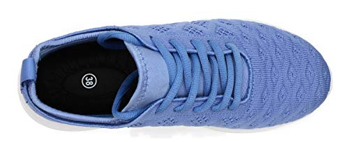 Joomra Women Casual Shoes Breathable Gym Jogging Walking Knit Spring Sport Athletic Fashion Tennis Sneakers Blue Size 9