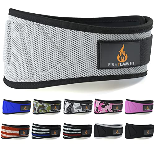 Fire Team Fit Weight Lifting Belt for Men and Women, 6 Inch, Bodybuilding & Fitness Back Support for Cross Training Workout, Squats, Lunges (30" - 34" Around Navel, Small, Grey)