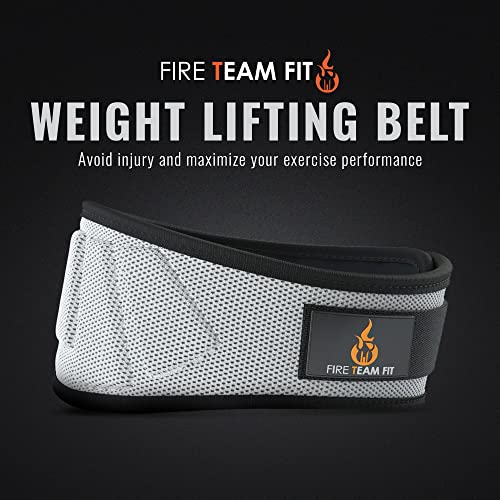 Fire Team Fit Weight Lifting Belt for Men and Women, 6 Inch, Bodybuilding & Fitness Back Support for Cross Training Workout, Squats, Lunges (30" - 34" Around Navel, Small, Grey)