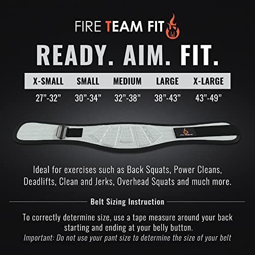 Fire Team Fit Weight Lifting Belt for Men and Women, 6 Inch, Bodybuilding & Fitness Back Support for Cross Training Workout, Squats, Lunges (30" - 34" Around Navel, Small, Grey)