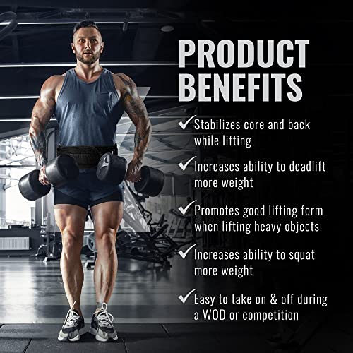 Fire Team Fit Weight Lifting Belt for Men and Women, 6 Inch, Bodybuilding & Fitness Back Support for Cross Training Workout, Squats, Lunges (30" - 34" Around Navel, Small, Grey)