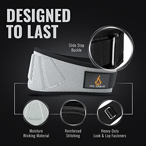 Fire Team Fit Weight Lifting Belt for Men and Women, 6 Inch, Bodybuilding & Fitness Back Support for Cross Training Workout, Squats, Lunges (30" - 34" Around Navel, Small, Grey)