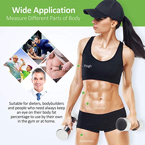 Body Fat Caliper, Fat Measure Clipper Combo with Body Fat Percentage Measure Chart, Accurately Measuring Body Fat for Men and Women