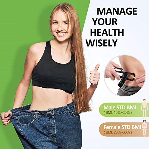 Body Fat Caliper, Fat Measure Clipper Combo with Body Fat Percentage Measure Chart, Accurately Measuring Body Fat for Men and Women