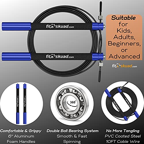 Jump Rope Take Your Workout to the Next Level - Features Ball-bearing System and 6 Inch, Extra-Long Handles That Foster Extreme Speed Jumping - Comes With a Carrying Bag, Rapid Results Manual Ebook