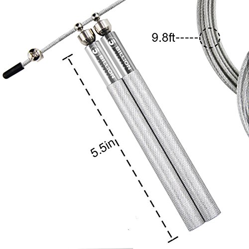 5BILLION Speed Jump Rope - 360° Swivel Ball Bearing - Adjustable - Workout for Double Unders, Exercise, WOD, Outdoor, MMA & Boxing Training (Silver)