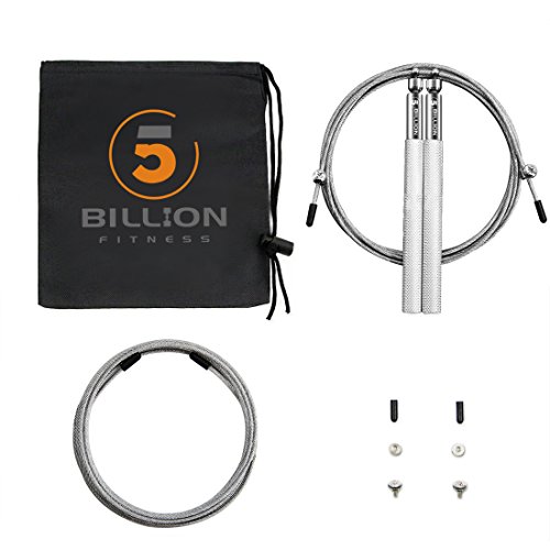 5BILLION Speed Jump Rope - 360° Swivel Ball Bearing - Adjustable - Workout for Double Unders, Exercise, WOD, Outdoor, MMA & Boxing Training (Silver)