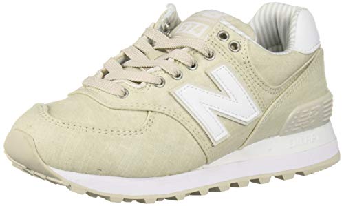 New Balance Women's 574 V2 Beach Chambray Sneaker, Moonbeam/White, 11