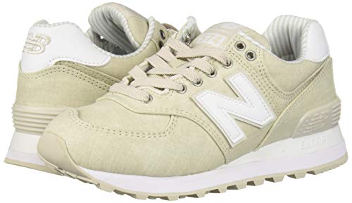 New Balance Women's 574 V2 Beach Chambray Sneaker, Moonbeam/White, 11
