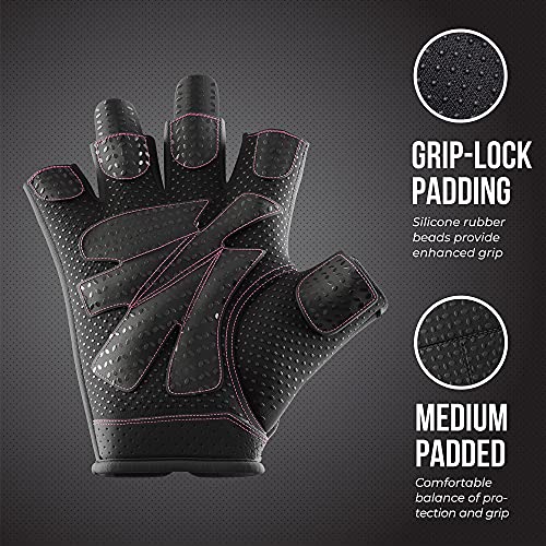 Contraband Pink Label 5137 Womens Weight Lifting Gloves w/Grip-Lock Padding (Pair)