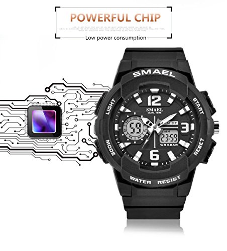 SMAEL Women's Sport Wrist Watch Quartz Dual Movement with Analog-Digital Display Watches for Women (Black)