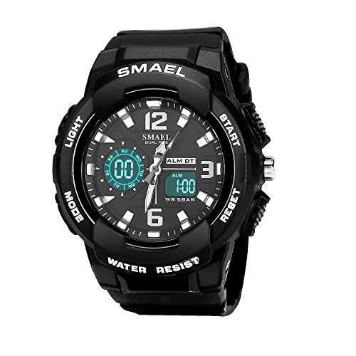 SMAEL Women's Sport Wrist Watch Quartz Dual Movement with Analog-Digital Display Watches for Women (Black)