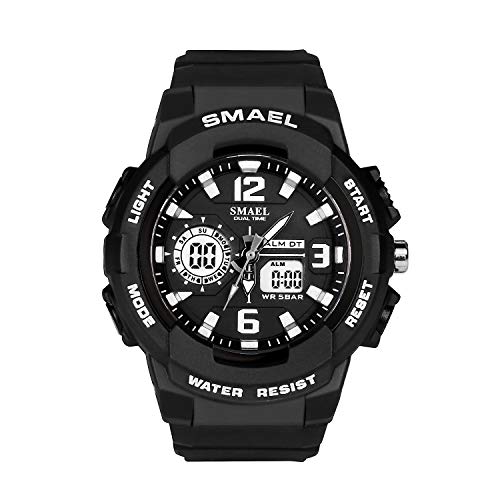 SMAEL Women's Sport Wrist Watch Quartz Dual Movement with Analog-Digital Display Watches for Women (Black)