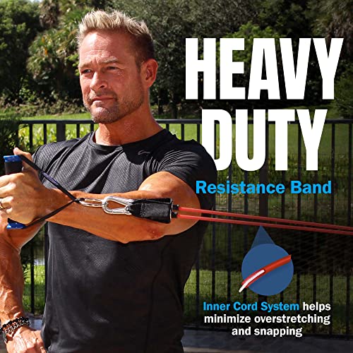Bodylastics Stackable (12 Pcs) MAX Tension Resistance Bands Sets. This Leading Exercise Band System Includes 5 of Our Anti-Snap Exercise Tubes, Heavy Duty Components, and a Travel Bag.