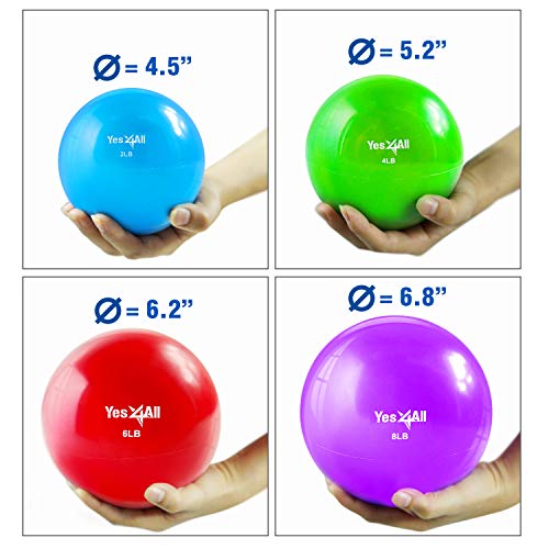 Yes4All Soft Weighted Toning Ball / Soft Medicine Sand Ball  Great for Exercise, Workout, Physical Therapy  Soft Weighted Ball (2 lbs, Blue)