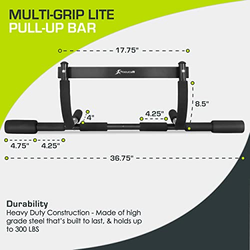 ProsourceFit Multi-Grip Lite Pull Up/Chin Up Bar, Heavy Duty Doorway Upper Body Workout Bar for Home Gyms 24"-32"