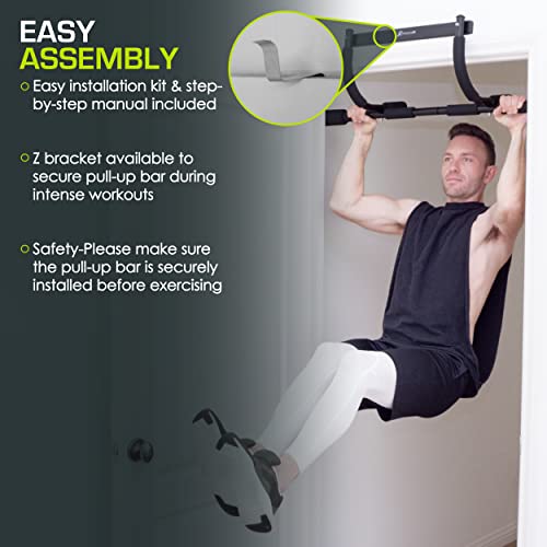 ProsourceFit Multi-Grip Lite Pull Up/Chin Up Bar, Heavy Duty Doorway Upper Body Workout Bar for Home Gyms 24"-32"