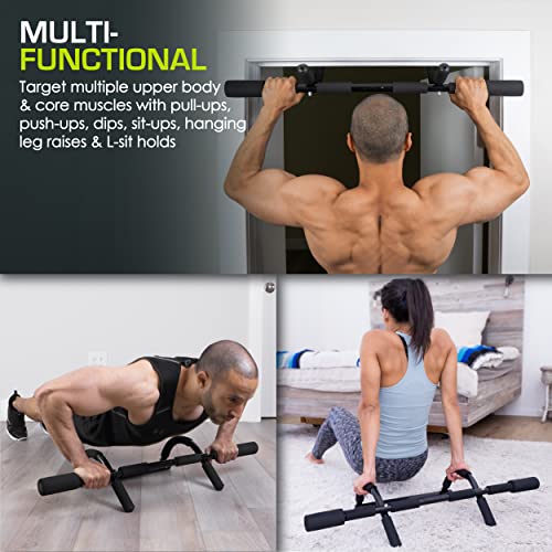 ProsourceFit Multi-Grip Lite Pull Up/Chin Up Bar, Heavy Duty Doorway Upper Body Workout Bar for Home Gyms 24"-32"