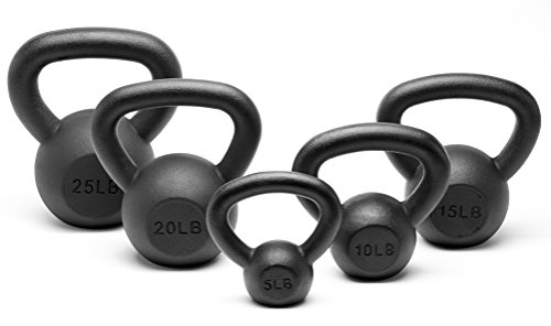 Unipack Powder Coated Solid Cast Iron Kettlebell Weights Set 5, 10 15, 20, 25, 30, 35, 40, 45 lbs All Combination