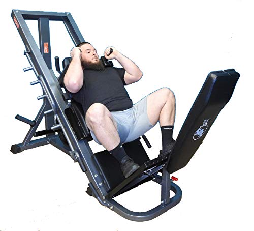 4-Way Hip Sled to use as Leg Press, HACK Squat, Forward Thrust, Calf Raise to give a Full Lower Body Workout Unit has DLX. Pads, Wide Adj. Deck Plates, 8 Wheels for Flawless Movement