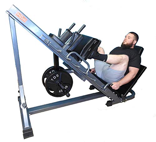 4-Way Hip Sled to use as Leg Press, HACK Squat, Forward Thrust, Calf Raise to give a Full Lower Body Workout Unit has DLX. Pads, Wide Adj. Deck Plates, 8 Wheels for Flawless Movement