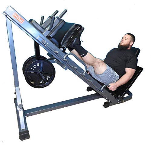 4-Way Hip Sled to use as Leg Press, HACK Squat, Forward Thrust, Calf Raise to give a Full Lower Body Workout Unit has DLX. Pads, Wide Adj. Deck Plates, 8 Wheels for Flawless Movement