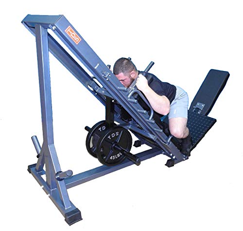4-Way Hip Sled to use as Leg Press, HACK Squat, Forward Thrust, Calf Raise to give a Full Lower Body Workout Unit has DLX. Pads, Wide Adj. Deck Plates, 8 Wheels for Flawless Movement