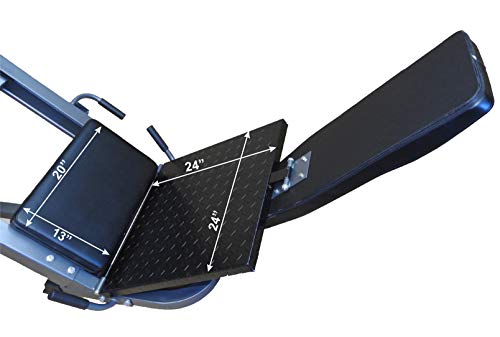 4-Way Hip Sled to use as Leg Press, HACK Squat, Forward Thrust, Calf Raise to give a Full Lower Body Workout Unit has DLX. Pads, Wide Adj. Deck Plates, 8 Wheels for Flawless Movement