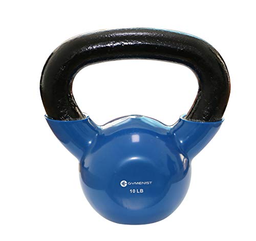GYMENIST Iron Exercise Kettlebell, Vinyl Coated, Fitness Body Workout Equipment Kettle Bell, Choose Your Weight Size