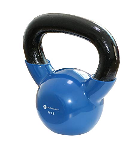 GYMENIST Iron Exercise Kettlebell, Vinyl Coated, Fitness Body Workout Equipment Kettle Bell, Choose Your Weight Size