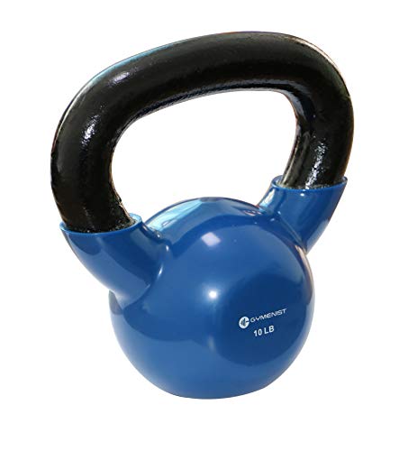 GYMENIST Iron Exercise Kettlebell, Vinyl Coated, Fitness Body Workout Equipment Kettle Bell, Choose Your Weight Size