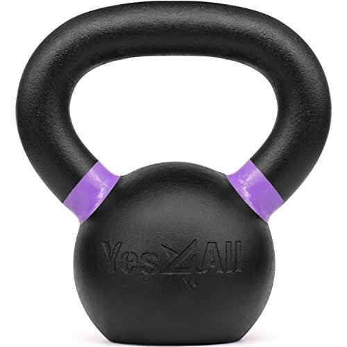 Yes4All Powder Coated Kettlebells - 4, 6, 8, 10, 12, 14, 16, 20, 24, 32, 40kg