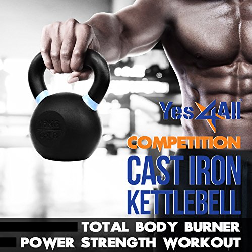 Yes4All Powder Coated Kettlebells - 4, 6, 8, 10, 12, 14, 16, 20, 24, 32, 40kg