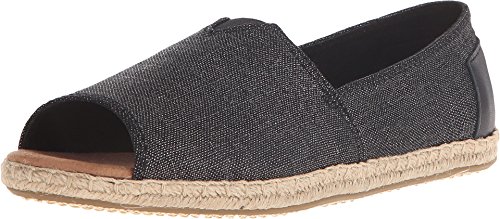 TOMS New Alparagata Open Toe Black Metallic Linen 6 Womens Shoes