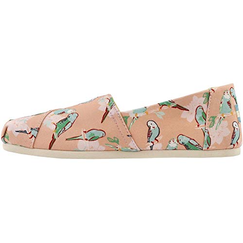 TOMS Coral Pink Kissing Birds Women's Classics (Size: 7)
