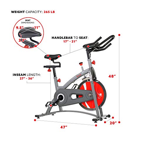 Sunny Health & Fitness Belt Drive Indoor Cycling Bike SF-B1423
