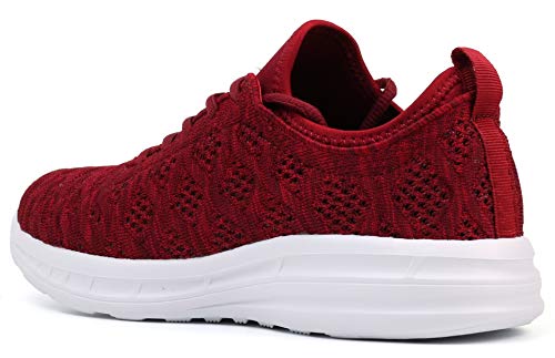 Joomra Women Tennis Shoes Breathable Comfy Gym Jogging Fitness Burgundy Walking Street Athletic WineRed Fashion Sneakers Wine Red Size 11