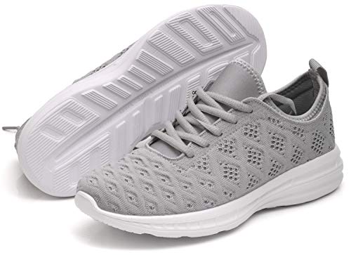 Joomra Women Walking Shoes Gray Fitness Lightweight for Gym Jogging Stylish Workout Sport Fashion Athletic Sneakers Size 11