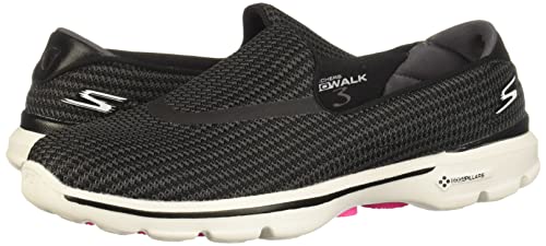 Skechers Performance Women's Go Walk 3 Slip-On Walking Shoe, Black/White, 5.5 M US