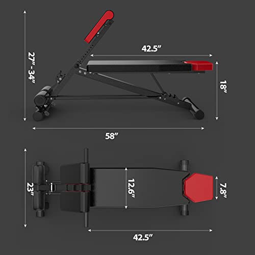 Finer Form Upgraded Multi-Functional Bench for Full All-in-One Body Workout - Hyper Back Extension, Roman Chair, Adjustable Ab Sit up Bench, Decline Bench, Flat Bench