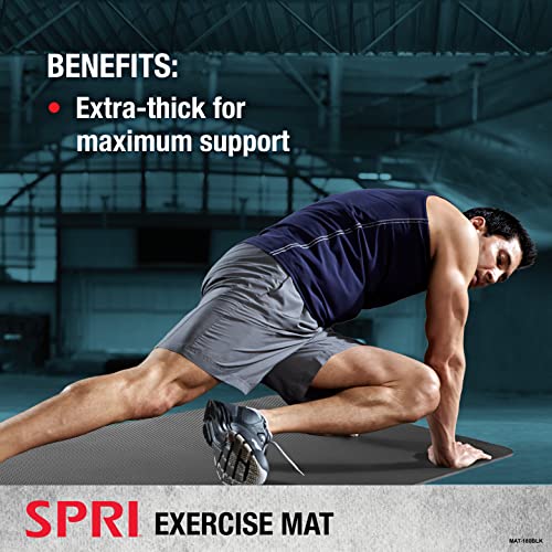 SPRI Exercise Mat for Fitness, Yoga, Pilates, Stretching & Floor Exercises (48"L x 20"W x 1/2-Inch Thick)