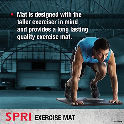 SPRI Exercise Mat for Fitness, Yoga, Pilates, Stretching & Floor Exercises (48"L x 20"W x 1/2-Inch Thick)