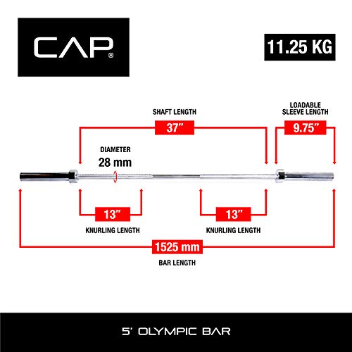 CAP Barbell 5-Foot Solid Olympic Bar, Chrome (2-Inch)